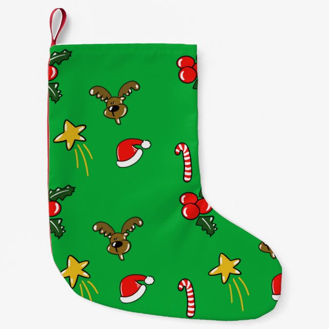 Whimsical Christmas Pattern Stocking – Candy Canes (Front)
