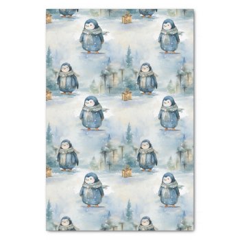 Whimsical Christmas Penguins Tissue Paper by RossiCards at Zazzle