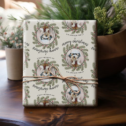Whimsical Christmas Photo - Calligraphy - Branches Wrapping Paper