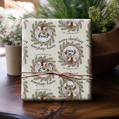 Whimsical Christmas Photo _ Calligraphy _ Branches Wrapping Paper