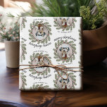 Whimsical Christmas Photo - Calligraphy - Branches Wrapping Paper<br><div class="desc">If you crop your photo into a square before uploading, it will be easy to edit the design. The paper includes a unique and trendy Merry Christmas greeting with a bright and joyful pine branch pattern on the back. This design has an informal, joyful look to it with painted elements...</div>