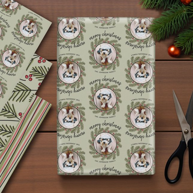 Whimsical Christmas Photo - Calligraphy - Branches Wrapping Paper Sheets (Photo Wrapping Paper - Holiday and Christmas Theme)