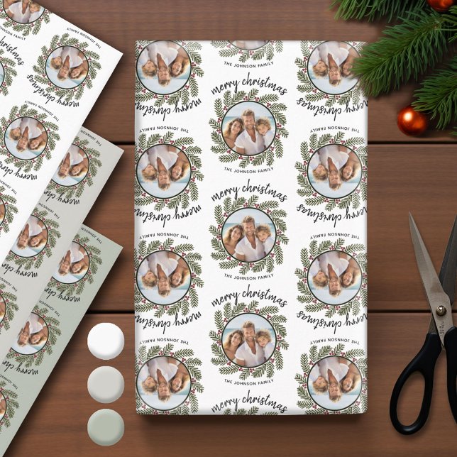 Whimsical Christmas Photo - Calligraphy - Branches Wrapping Paper Sheets (Photo Wrapping Paper - Holiday and Christmas Theme)