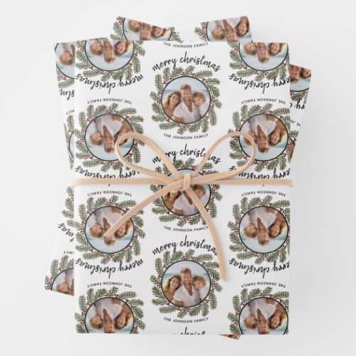 Whimsical Christmas Photo _ Calligraphy _ Branches Wrapping Paper Sheets