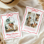 Whimsical Christmas Photo Hand-Drawn Bow Ribbon Holiday Card<br><div class="desc">This Whimsical Christmas Photo Hand-Drawn Bow Ribbon Holiday Card features charming scarlet red hand-drawn bow or ribbon border, and festive doodles to make your message stand out. Personalize with your favorite photo at the front and three photo collage at the back. You can also customize text or message to create...</div>