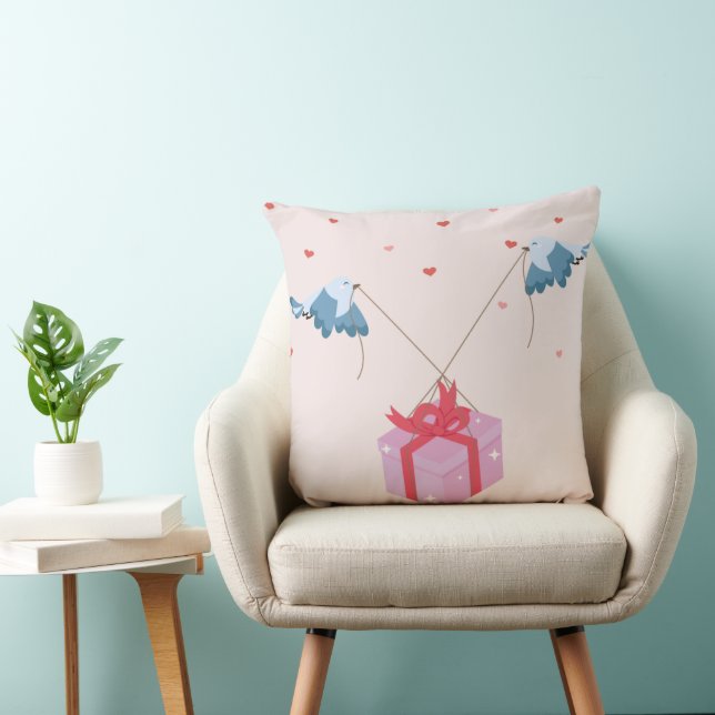 Whimsical Christmas Pillow with Hearts (Chair)