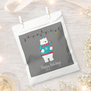 Whimsical Christmas Polar Bear Holiday Favor Bag