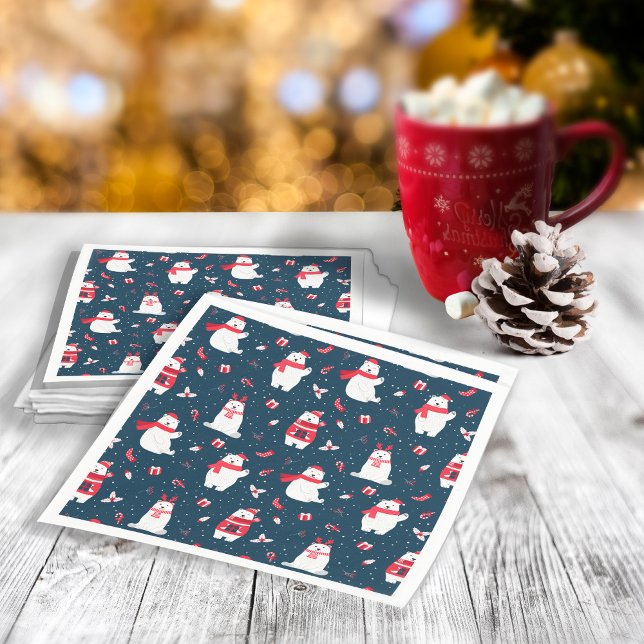 Whimsical Christmas Polar Bears ID850 Napkins (Creator Uploaded)
