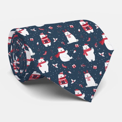 Whimsical Christmas Polar Bears ID850 Neck Tie