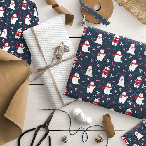 Whimsical Christmas Polar Bears ID850 Wrapping Paper