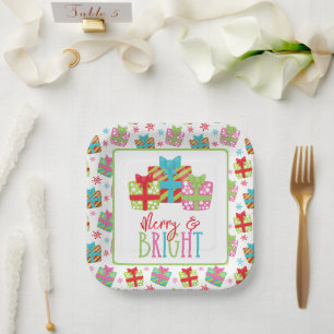 Whimsical Christmas Presents Paper Plates