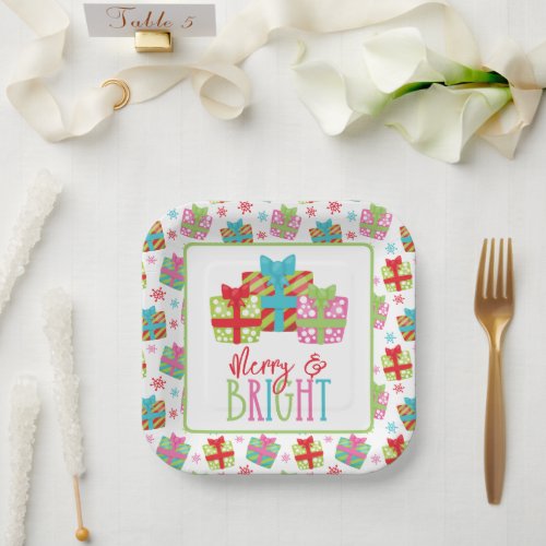 Whimsical Christmas Presents Paper Plates