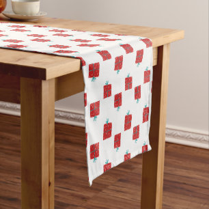 Whimsical Christmas Presents – Red & Teal Holiday Short Table Runner
