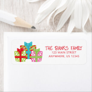 Whimsical Christmas Presents Return Address Label