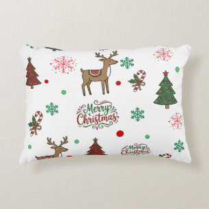Whimsical Christmas Reindeer&Candy Cane Decor Pi Accent Pillow