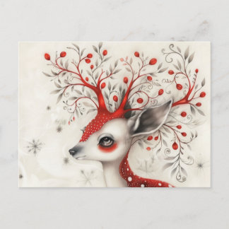 Whimsical Christmas Reindeer Holiday Postcard
