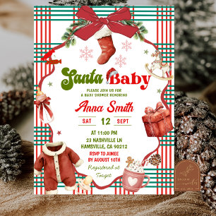 Whimsical Christmas Santa Baby Baby Shower Invitation