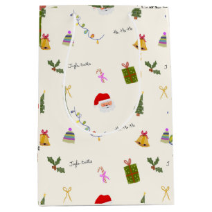 Whimsical Christmas Seamless Pattern  Medium Gift Bag