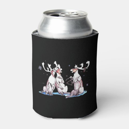 Whimsical Christmas Singing Caribou Can Cooler