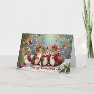 Whimsical Christmas Squirrels Delight Card