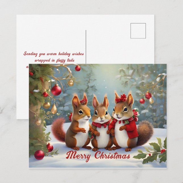 Whimsical Christmas Squirrels Delight  Postcard (Front/Back)