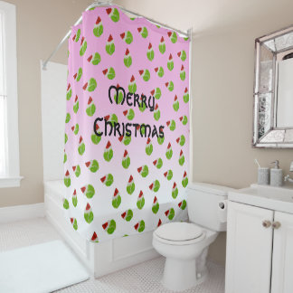 Whimsical Christmas Tennis Balls in Santa Hats Shower Curtain