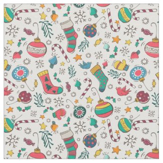Whimsical Christmas Toss Print Fabric