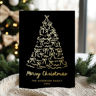 Whimsical Christmas Tree Bows Black Non-Photo Foil Holiday Card