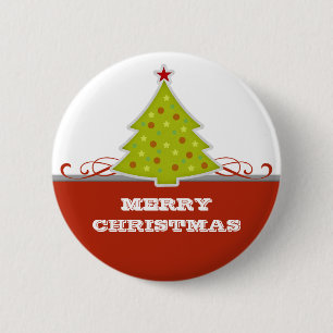 Whimsical Christmas Tree Button