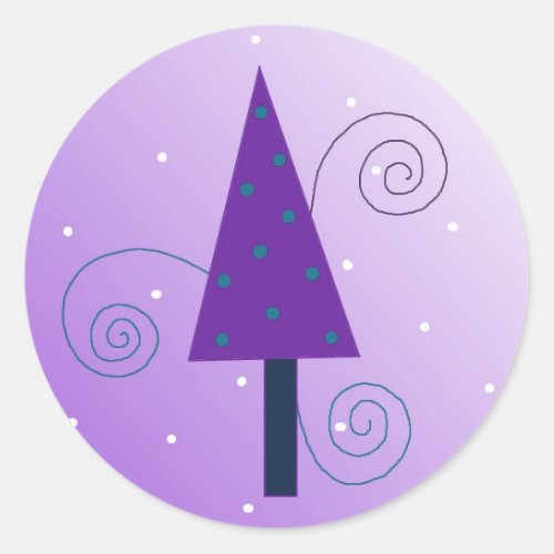 Whimsical Christmas Tree Classic Round Sticker