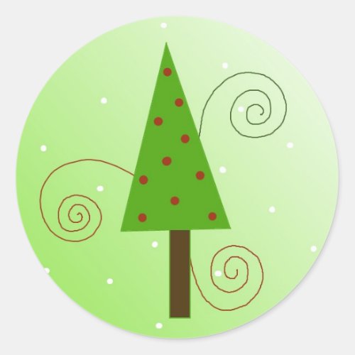 Whimsical Christmas Tree Classic Round Sticker