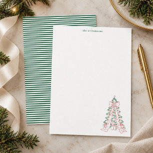 Whimsical Christmas Tree Doodle Family Stationery Note Card