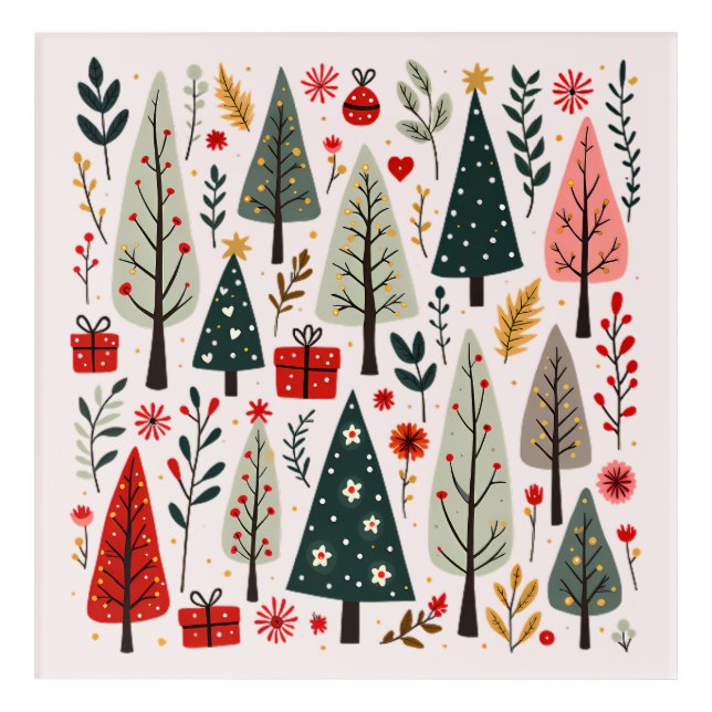 Whimsical Christmas Tree Forest Acrylic Print (Front)