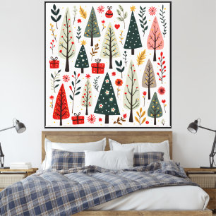 Whimsical Christmas Tree Forest Canvas Print