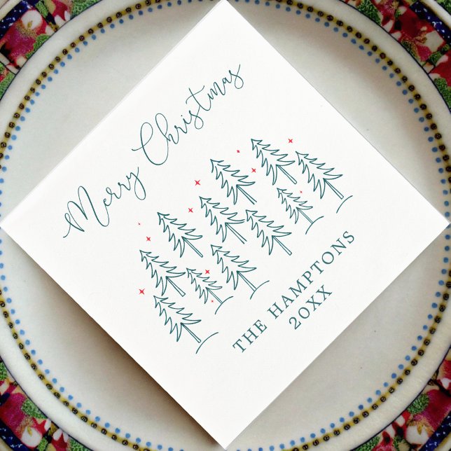 Whimsical Christmas Tree Forest Holiday Party Napkins (Creator Uploaded)