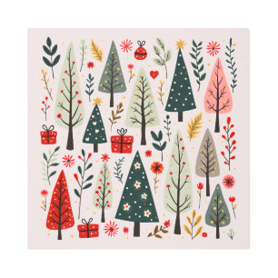 Whimsical Christmas Tree Forest Metal Print