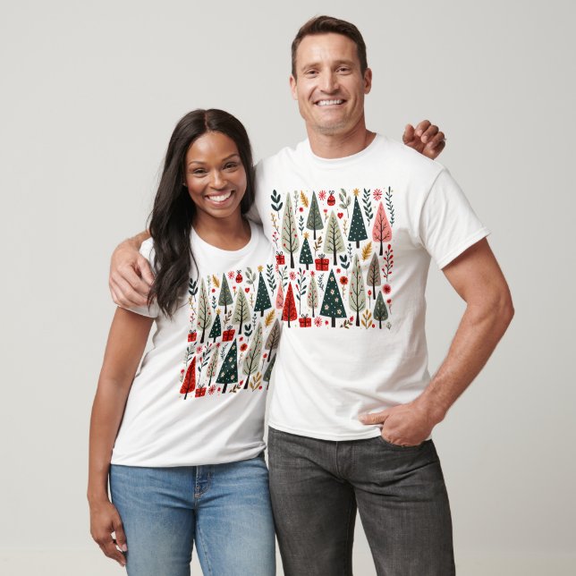 Whimsical Christmas Tree Forest T-Shirt (Unisex)