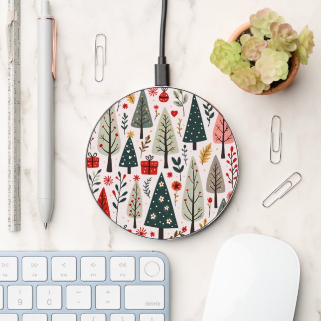 Whimsical Christmas Tree Forest Wireless Charger (Desk)