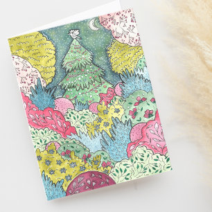 Whimsical Christmas Tree Garden Blank Thank You Card