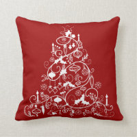 Whimsical Christmas Tree Holiday Throw Pillow