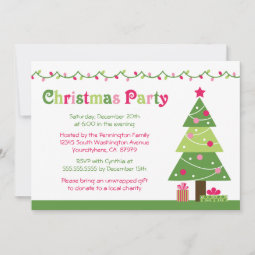 Whimsical christmas tree lights party invitation | Zazzle