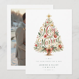 Whimsical Christmas Tree Newlywed Photo TLW26 Holiday Card