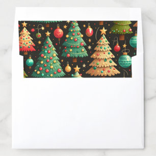 Whimsical Christmas Tree Ornaments Dark Background Envelope Liner