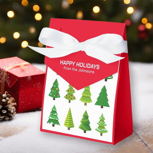 Whimsical Christmas Tree Pattern Customizable Tent Favor Boxes