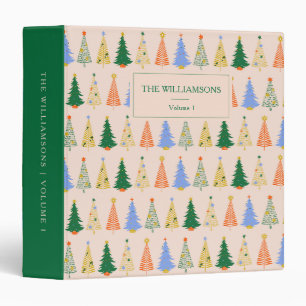 Whimsical Christmas Tree Personalized Family Photo 3 Ring Binder