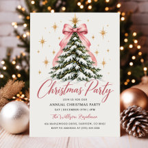 Whimsical Christmas Tree With Pink Bow Holiday