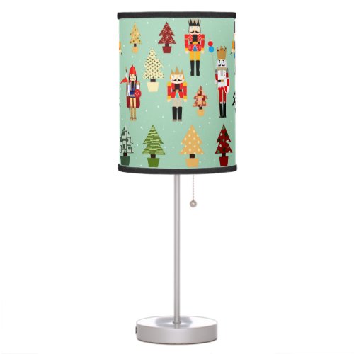 Whimsical Christmas Trees and Nutcrackers Table Lamp