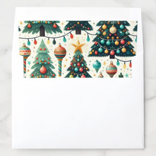 Whimsical Christmas Trees and Ornaments Pattern Envelope Liner