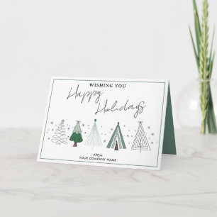 Whimsical Christmas Trees Business Logo Corporate Holiday Card