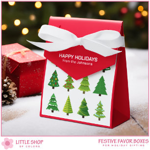 Whimsical Christmas Trees Customizable Favor Boxes